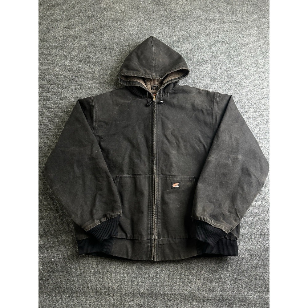 Mens Red Wing Outfitters Black Hooded Work Jacket Fleece Lined Tall, Size 2XL